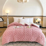 Custom Wholesale Simple Solid Color Hypoallergenic Tuff Velvet Thickened Winter Warm Soybean Fiber Filled king Bedroom Quilts Julia M LifeStyles