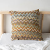 Ethnic Style Knitted Blanket and Pillow Set Wholesale Decorative Striped Cushion and Throw
