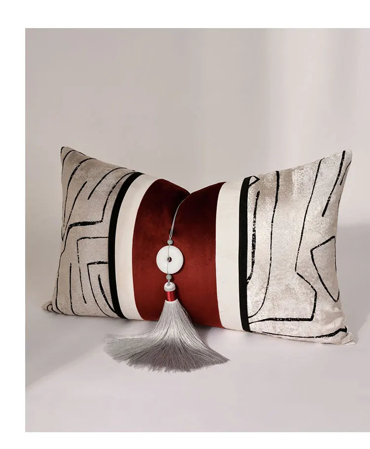 AIBUZHIJIA Luxury Safety Buckle Decoration Tassel Pendant Sofa Cushion Cover Decorative Pillow Case for Home Decor