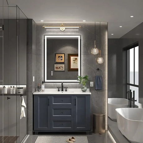 Dimmable Anti Fog Bathroom Mirror with LED Lights Front and Backlit for Birthday Occasions