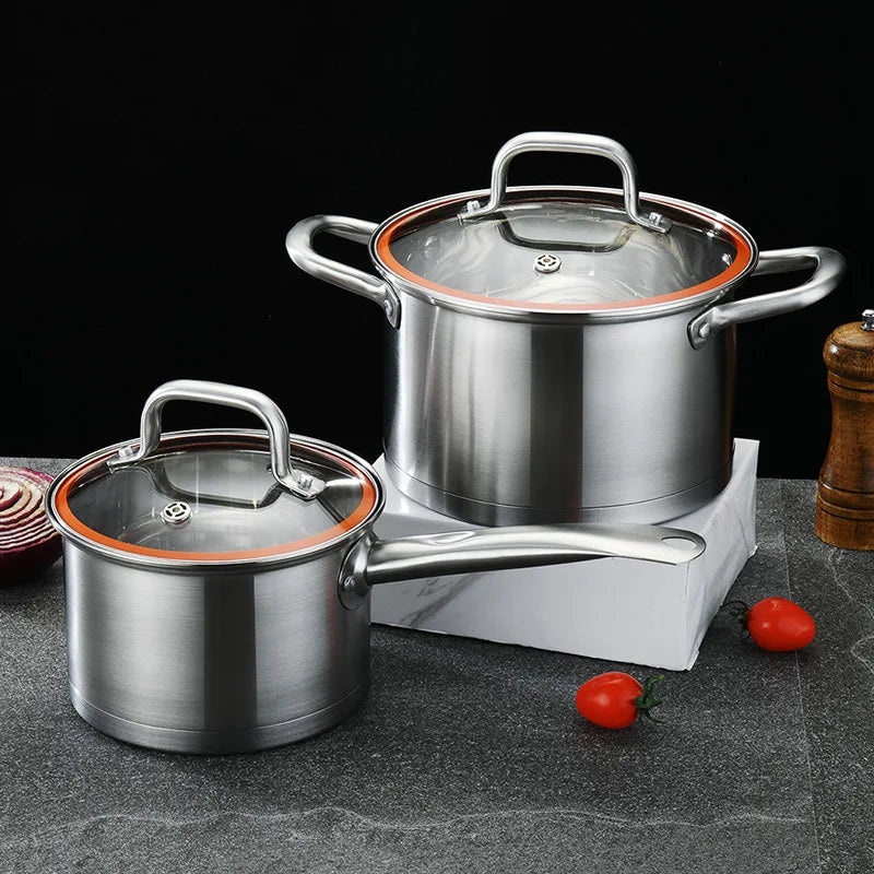 Kitchen Induction Cooking Pots and Pans Set Casserole Sauce Pan Nonstick Stainless Steel Cookware Sets