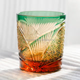 Colored Crystal Glass Whisky Cup Hand Carved Unique Pattern Bohemia Style Glass Drinking Cup for Brandy