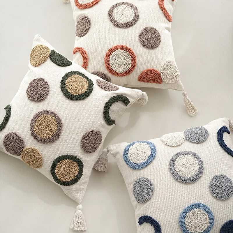 Tufted Embroidery Sofa Cushion Cover Art Throw Pillow case Living Room Decor Hotel Supplies