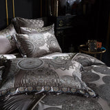 Golden Silver Red Luxury Wedding Royal Bedding sets Queen King size Embroidery Silk Satin Bohemia Duvet cover Bed sheet set - Julia M LifeStyles