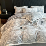 4kg Simple Style Three-dimensional Carved Milk Velvet Polyester-Filled Four-Piece Set for Fall Season Julia M LifeStyles