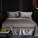 Golden Silver Red Luxury Wedding Royal Bedding sets Queen King size Embroidery Silk Satin Bohemia Duvet cover Bed sheet set - Julia M LifeStyles