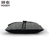 Simple Modern Sofa Model Room PU Leather Splicing Black Decoration Pillow Villa Light Luxury Waist Pillow Bow Pillowcase