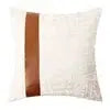 Cotton Linen Velvet Patchwork Faux Leather Pillow Cover Modern Farmhouse Decor Accent Cushion Case Decorative Throw Pillowcase Julia M LifeStyles