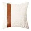 Cotton Linen Velvet Patchwork Faux Leather Pillow Cover Modern Farmhouse Decor Accent Cushion Case Decorative Throw Pillowcase Julia M LifeStyles