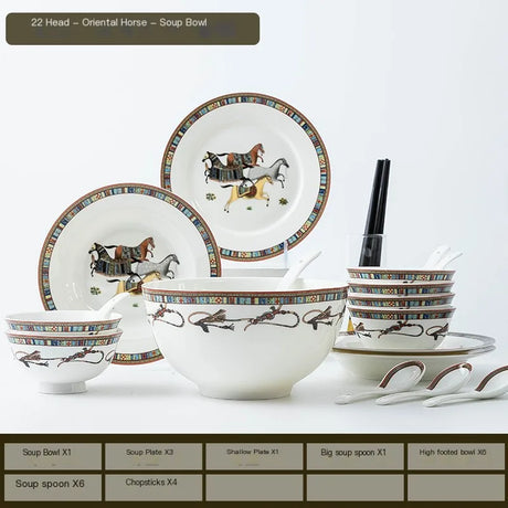 Elegant Bone China Horse Design Tableware Set