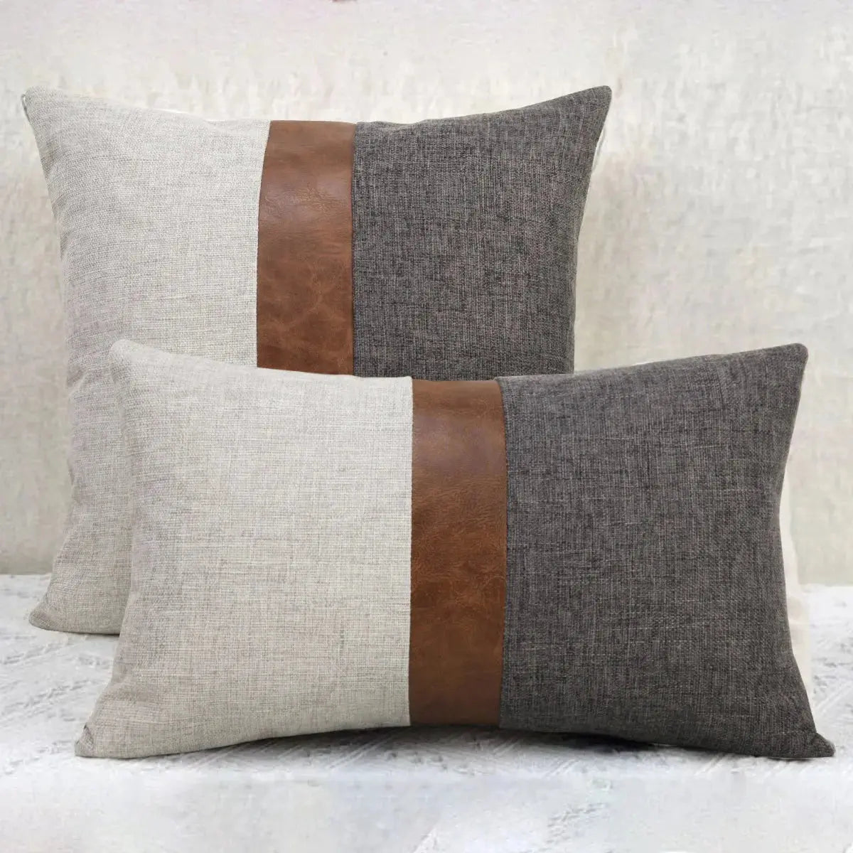 Boho Pillow Covers Throw Pillow,100% Cotton and Faux Leather Modern Decor Pillow Cases for Outdoor Home Sofa Decor Julia M LifeStyles