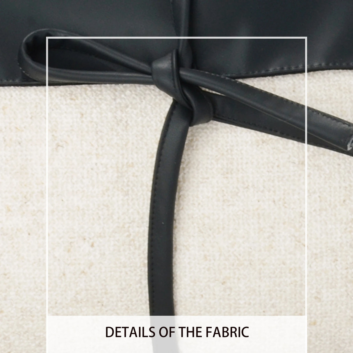 Simple Modern Sofa Model Room PU Leather Splicing Black Decoration Pillow Villa Light Luxury Waist Pillow Bow Pillowcase