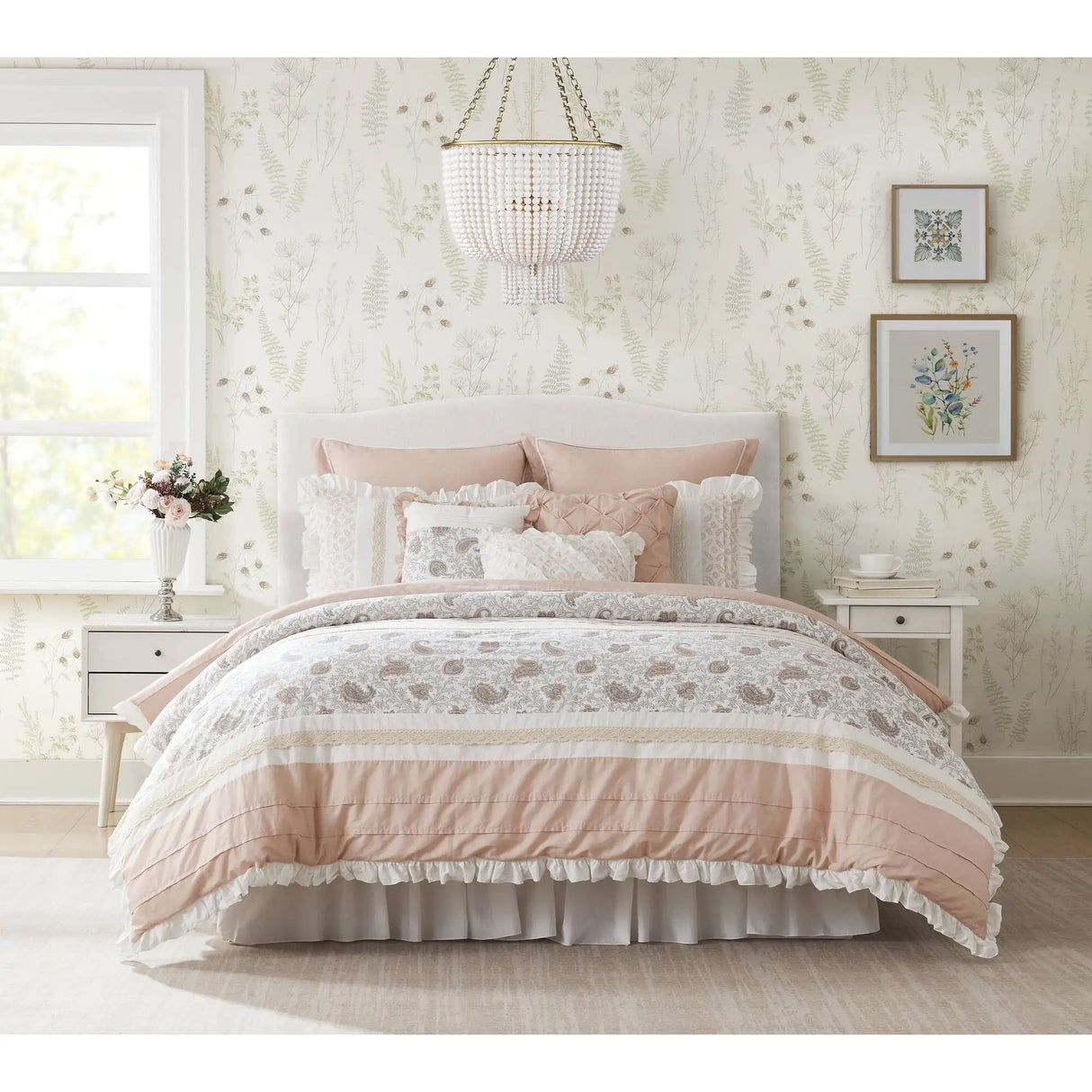 9-Piece Floral Comforter Set in 100% Cotton Percale - King & Super King Sizes