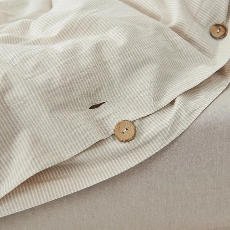 Ultra Soft 100% Washed Cotton Grey Stripe Duvet Cover Set with Sheet & Pillowcases - Julia M LifeStyles