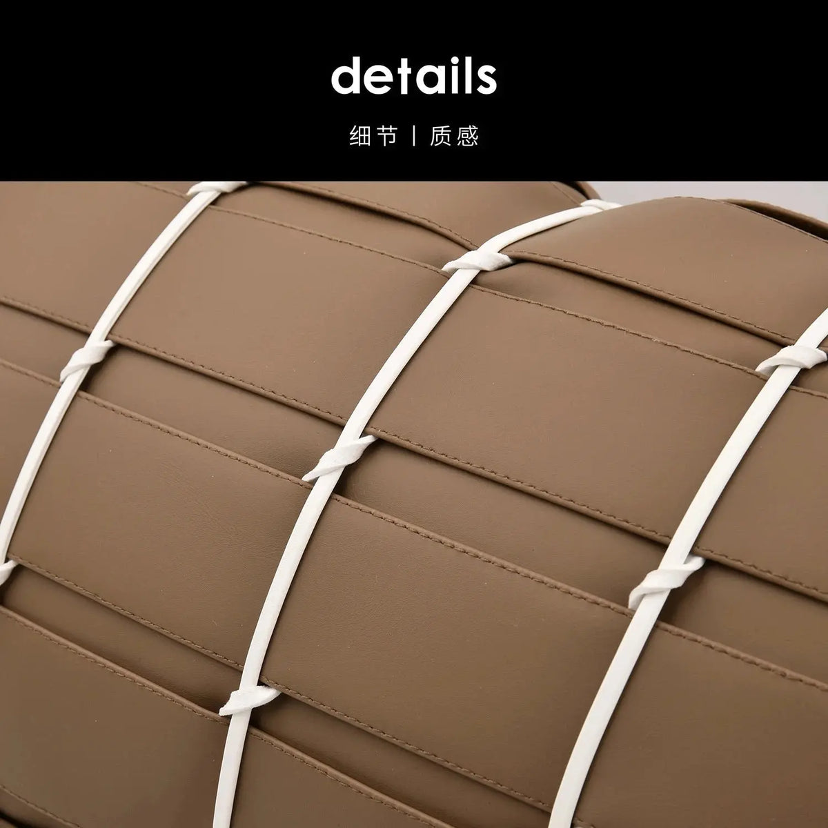 Echo Modern High-end Orange Coffee Leather Weaving Hotel Decoration Waist Pillowcase Sofa Living Room Pillow Cover Cushion Cover Julia M LifeStyles