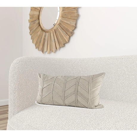 Homeroots Light Gray Chevron Textured Lumbar Pillow Cover
