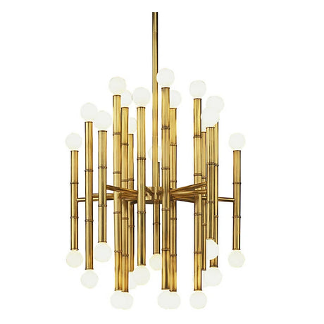 Modern Style Bamboo-shaped Chandelier Golden Chrome Pendant Lamp Living Room Dining Room American Household Lamps