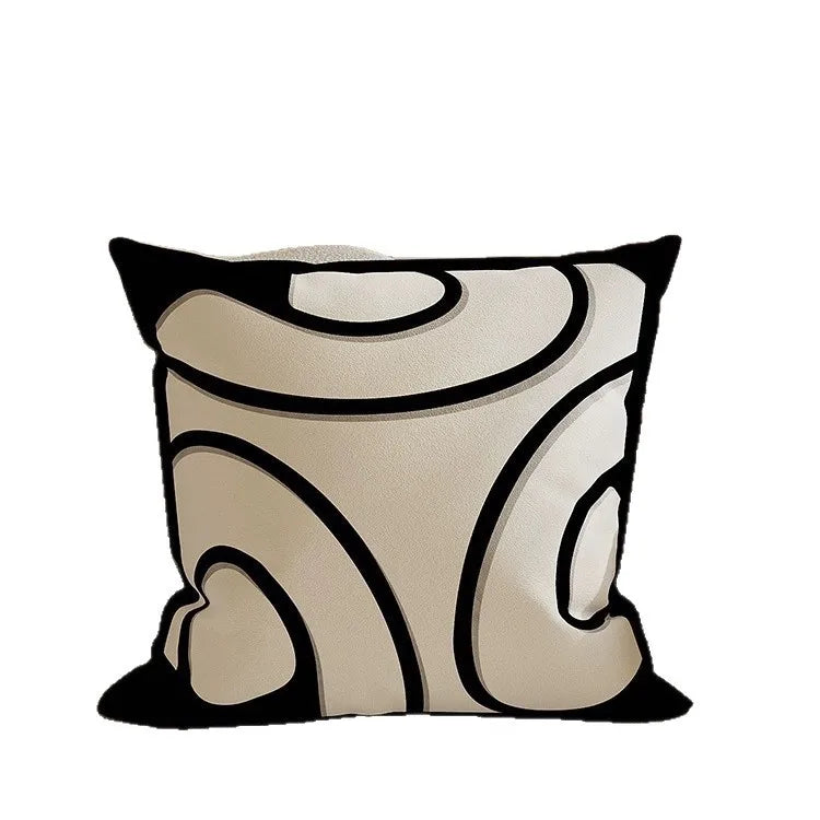Nordic Style High-End French Retro Pillow Black and White Abstract Art Decorative Cushion for Sofa Bedroom