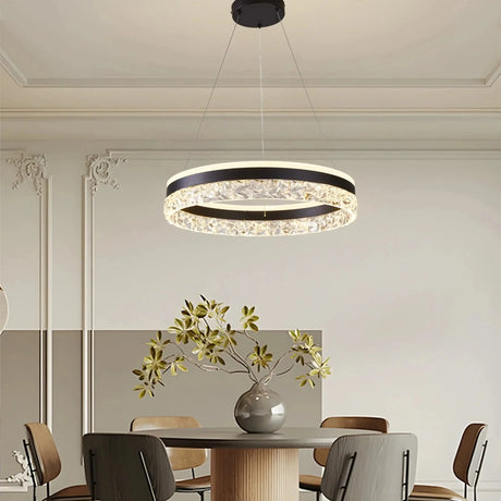 Dimmable Round Chandeliers with Remote Control, 3-Color Light for Living Room Dining Room Bedroom D20in Black Julia M LifeStyles