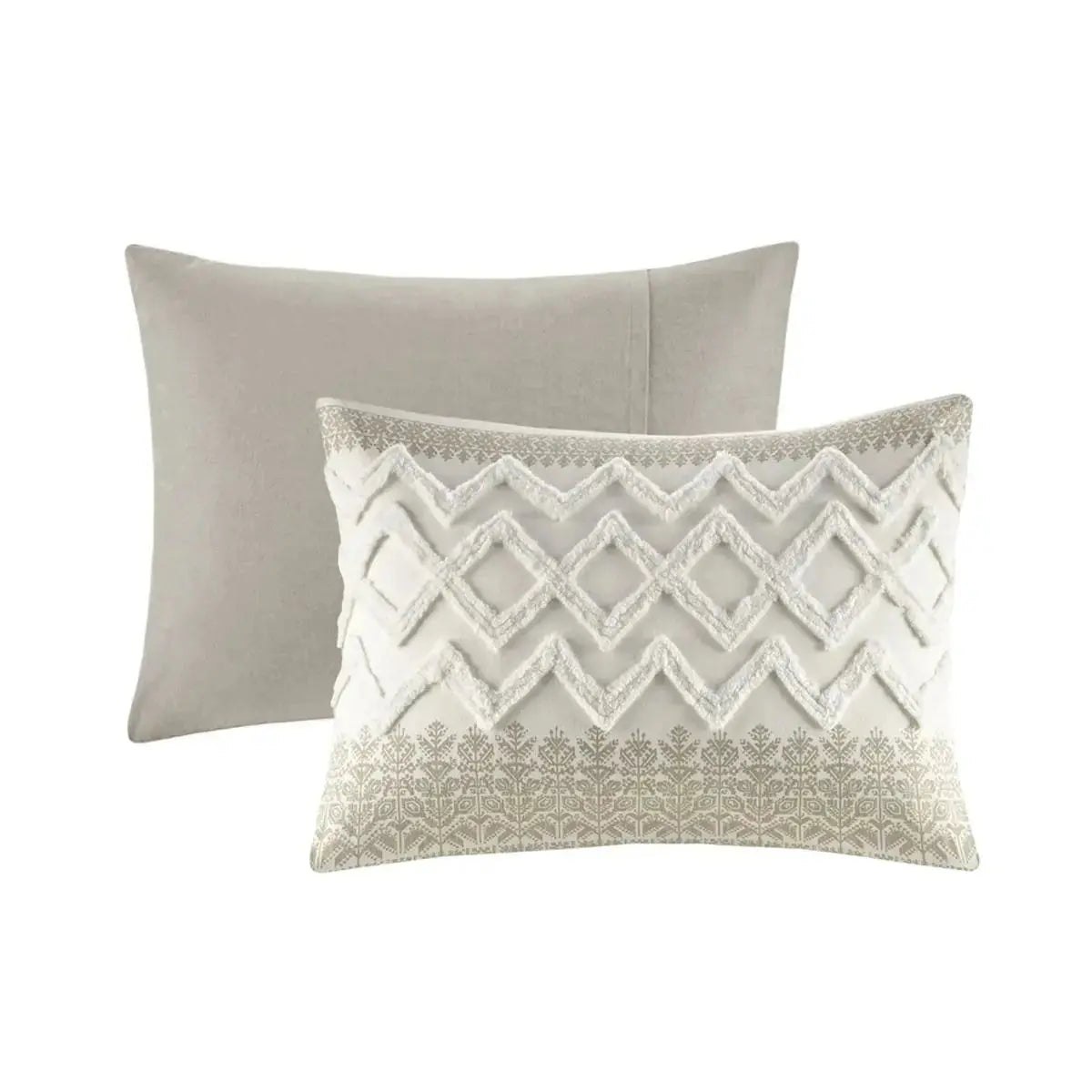 Scenic Floral & Geometric 3-Piece Cotton Duvet Cover Set with Chenille Tufting Julia M LifeStyles