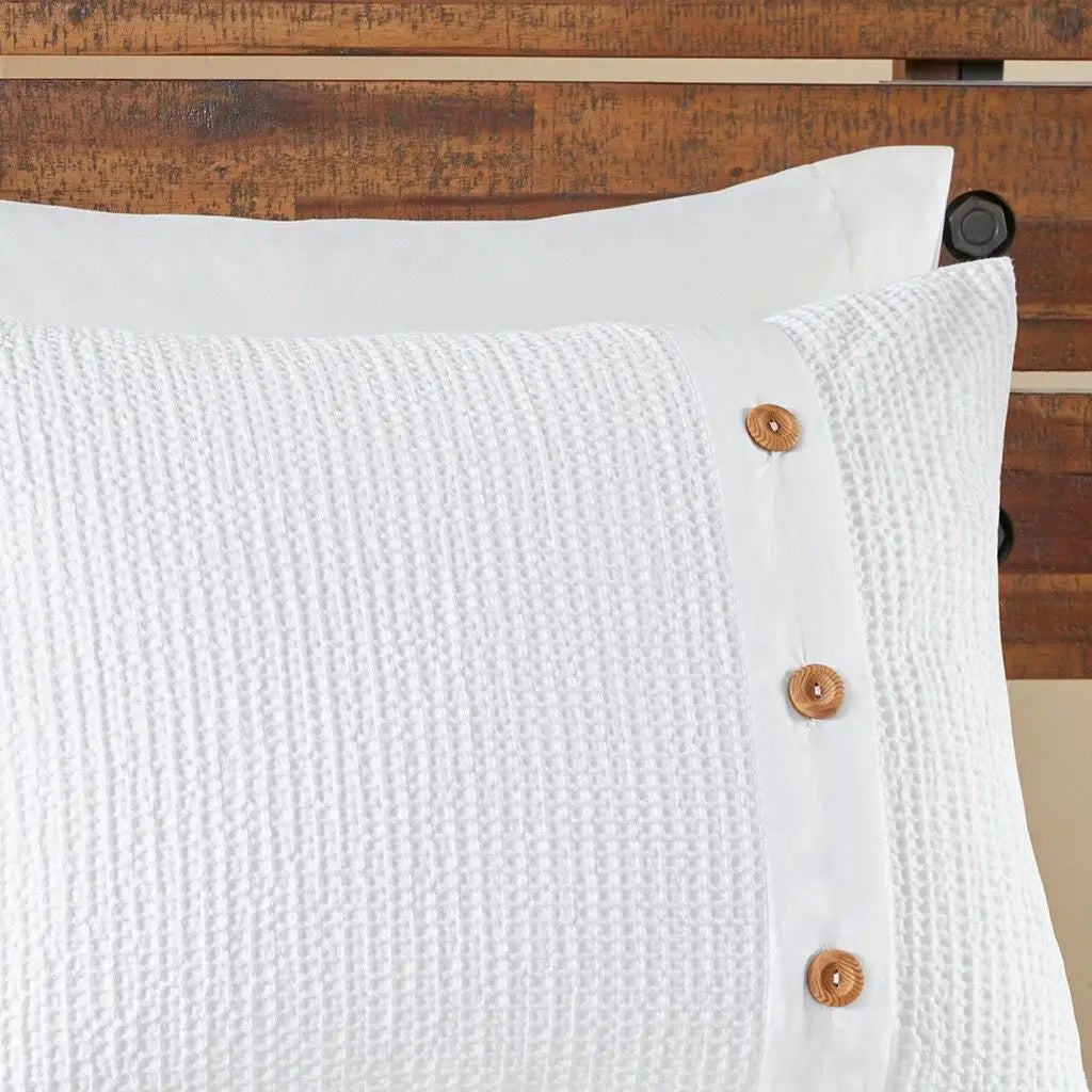 King-Size Cotton Waffle Weave 3-Piece Comforter Set