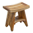 Compact Curvilinear Teak Outdoor Shower Bench with Shelf Julia M LifeStyles