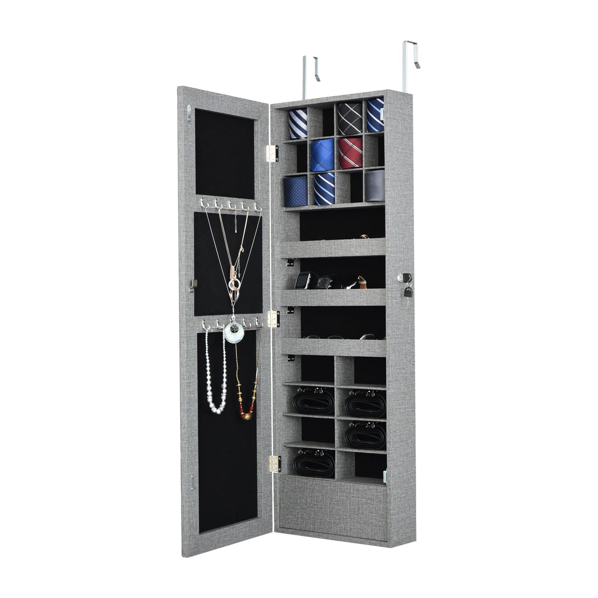 DB Fashion LED Light Jewelry Storage Mirror Cabinet Simple Stylish Design for Hanging on Door or Wall for Organizing Jewelry Julia M LifeStyles