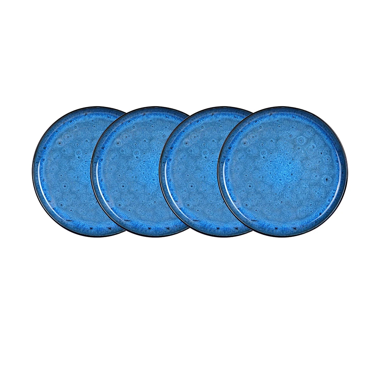 Microwave, Dishwasher, Oven Safe Blue Bubble 20pcs Plate and Bowl Set Reactive Glaze Stoneware Dinnerware Sets for 4