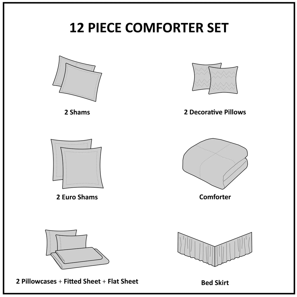 12-Piece Floral & Solid Jacquard Comforter Set for Super King/King