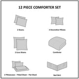 12-Piece Floral & Solid Jacquard Comforter Set for Super King/King