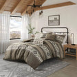 Comforter Set Throw Pillows 7-Piece Stripe Herringbone Breathable Duvet Cover for Double Bed Includes Fitted Bed Sheet Quilts Julia M LifeStyles