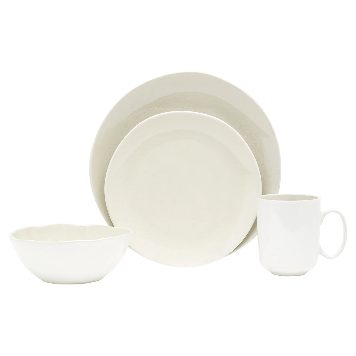 Luxury Sixteen-Piece Ceramic Dinnerware Set White Natural Earthenware Tableware for Four-European Style Service for Home Use