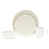 Luxury Sixteen-Piece Ceramic Dinnerware Set White Natural Earthenware Tableware for Four-European Style Service for Home Use