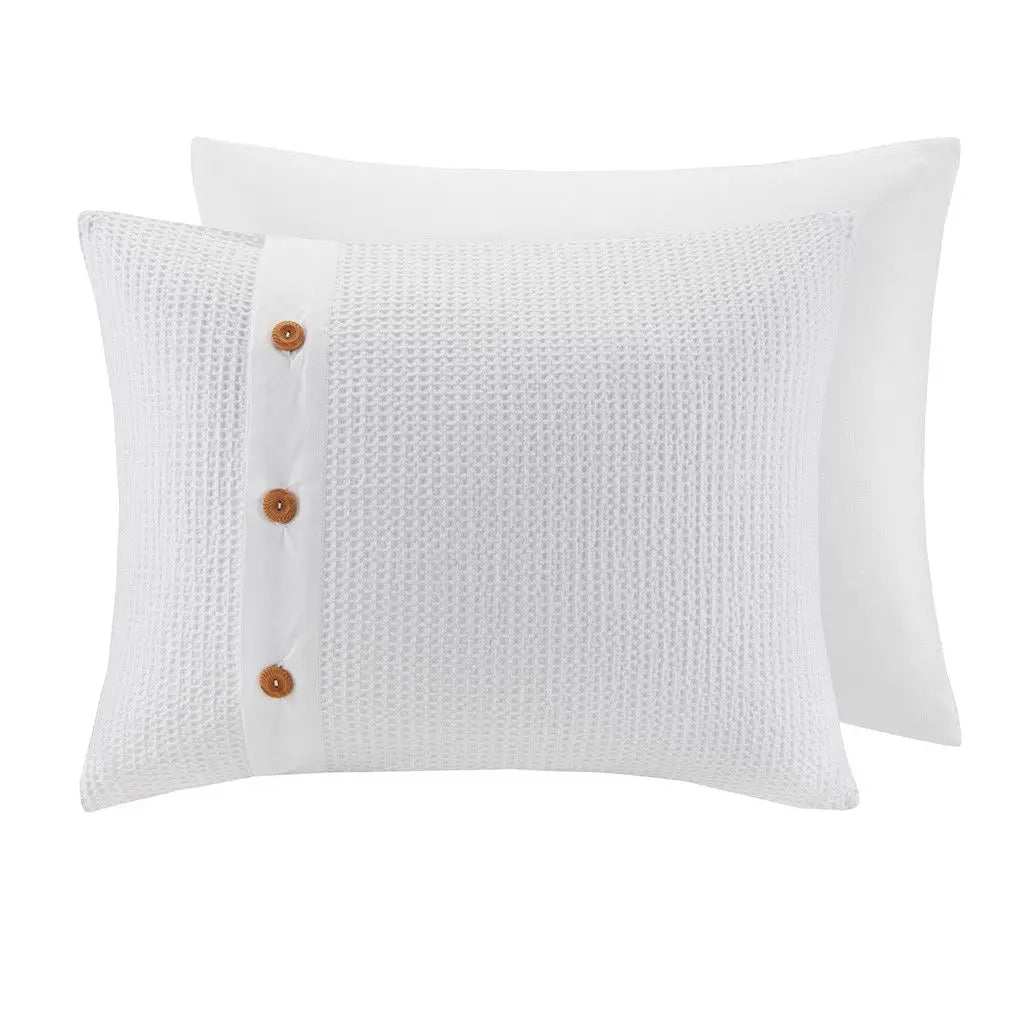 King-Size Cotton Waffle Weave 3-Piece Comforter Set