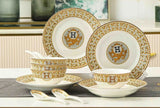 60 Pcs Golden Mosaic Eco-Friendly Porcelain Tableware Set