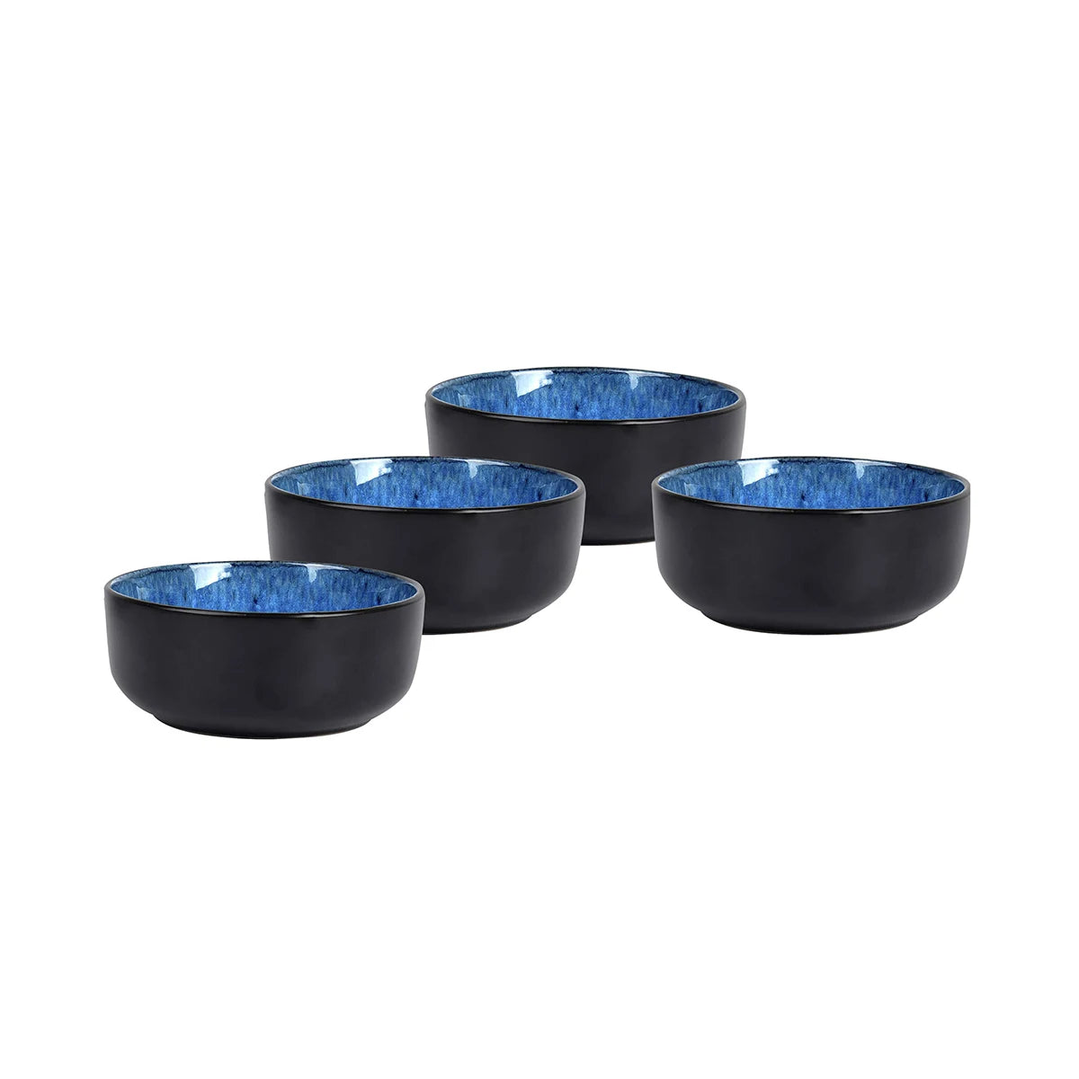 Microwave, Dishwasher, Oven Safe Blue Bubble 20pcs Plate and Bowl Set Reactive Glaze Stoneware Dinnerware Sets for 4