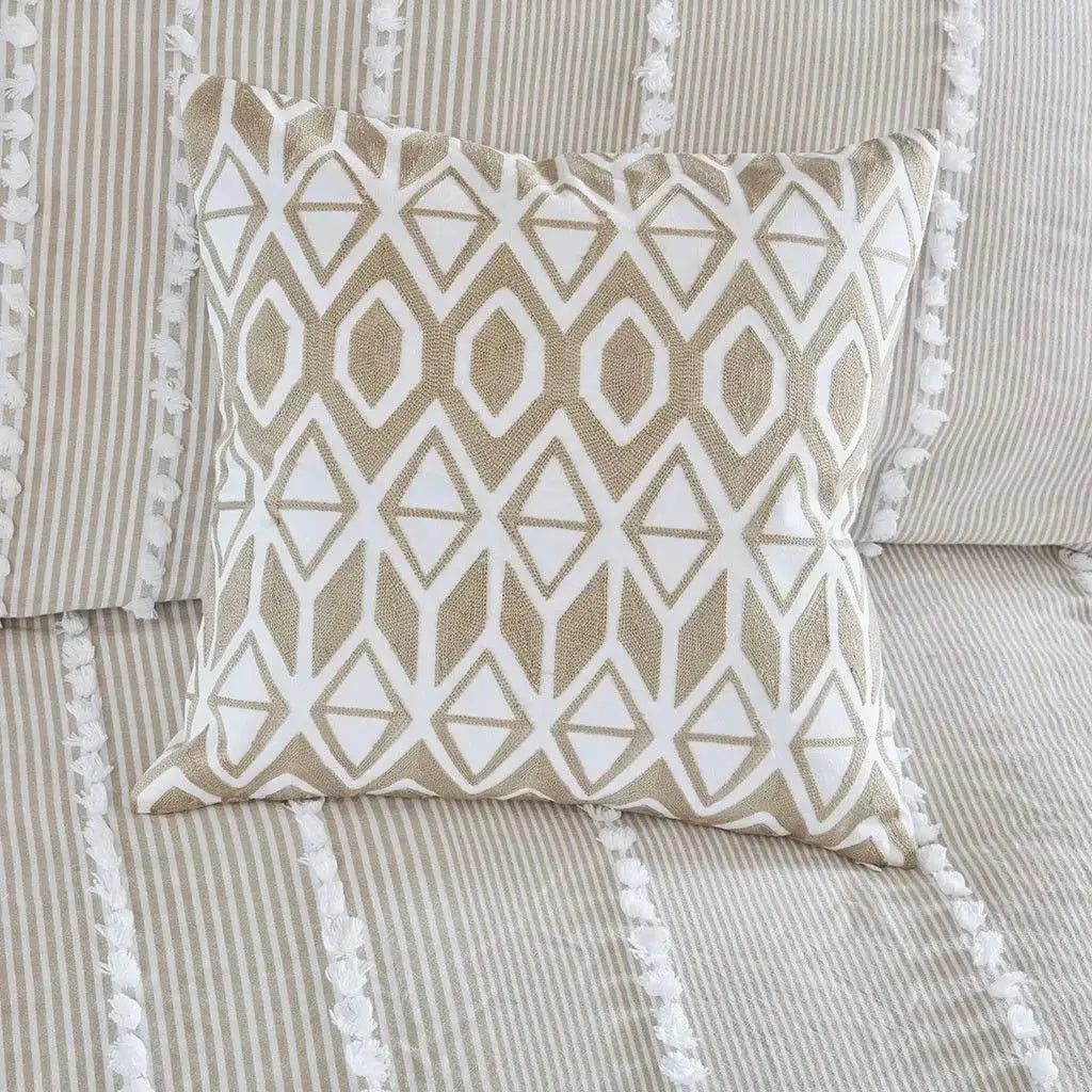 Luxury Embroidered Cotton Oblong Decorative Pillow Floral and Leaf Print Portable Christmas Wool Cushion for Floor Use Julia M LifeStyles