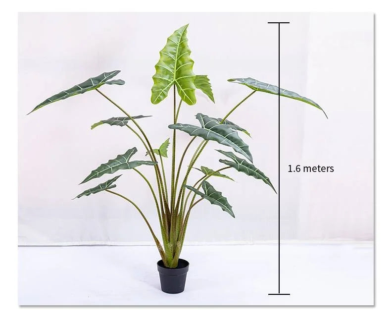 UV Resistant Faux Taro Leaf Tree in Plastic Pot Custom Size Home Garden Decor Artificial Potted Plant for Weddings