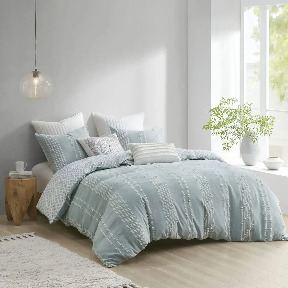 3-Piece Geometric Jacquard Duvet Cover Set 100% Cotton Queen Size for Home Wedding or Hospital Use 3pcs Included Julia M LifeStyles