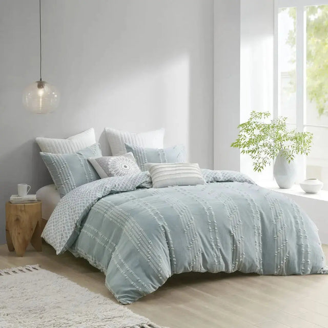 3-Piece Geometric Jacquard Duvet Cover Set 100% Cotton Queen Size for Home Wedding or Hospital Use 3pcs Included Julia M LifeStyles