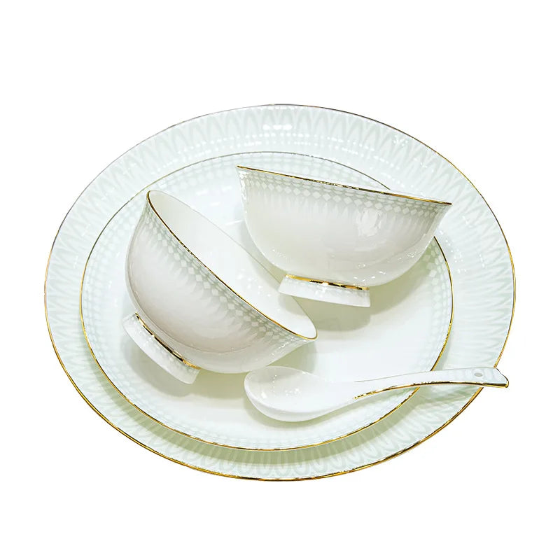 Botanical 72-Piece Ceramic Dinnerware Set with Gold Edges
