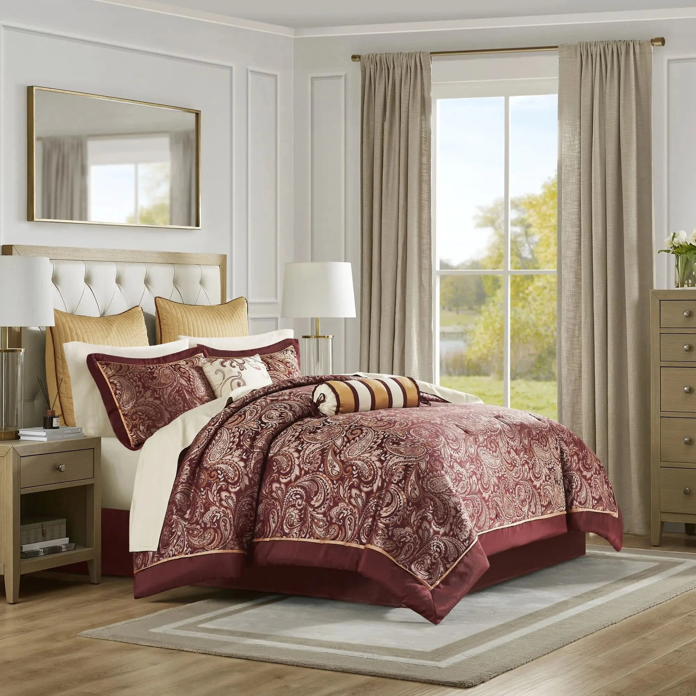Luxury 12-Piece King Size Comforter Set with Embroidered Duvet & Cotton Sheets Julia M LifeStyles