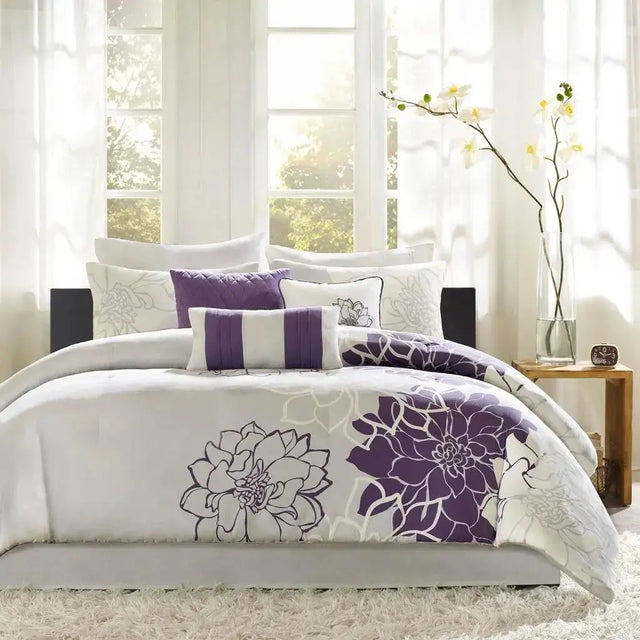 King-Size Microfiber & Cotton Plaid Comforter Set with Fitted Sheets Julia M LifeStyles