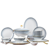Elegant Gradient Grey Bone China Tableware Set - 60 Pieces
