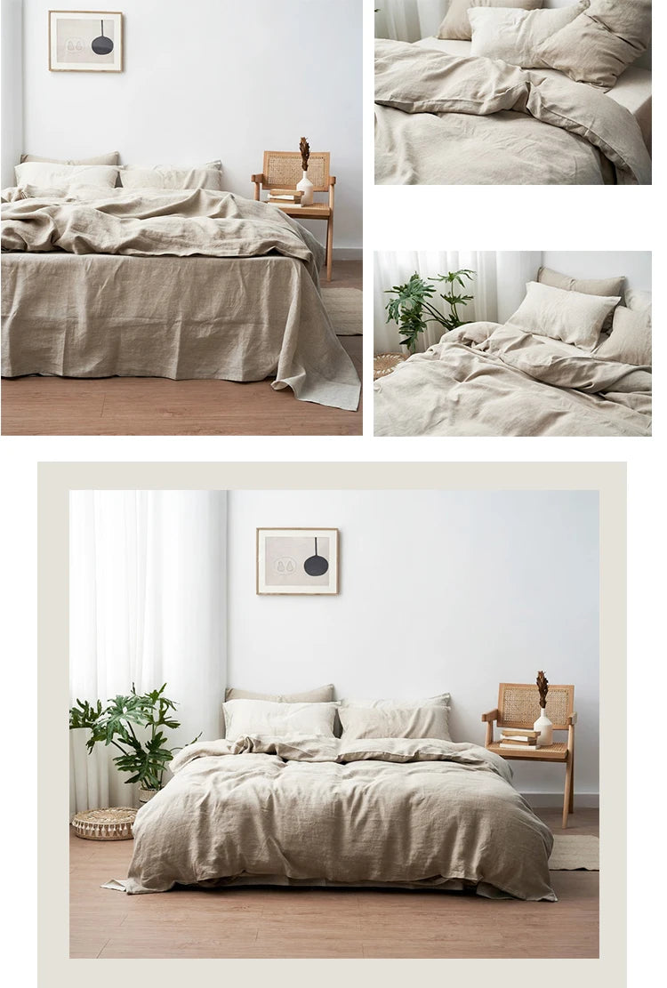 Washed Linen Duvet Cover Set with Pillowcases