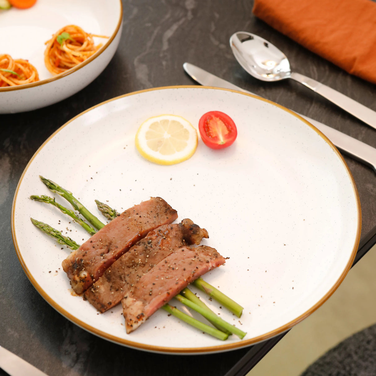 Luxury Reactive Glaze Matte White Ceramic Dinnerware Set