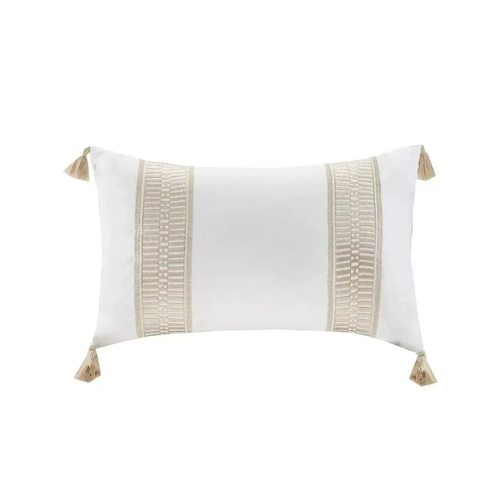 Luxury Embroidered Cotton Oblong Decorative Pillow Floral and Leaf Print Portable Christmas Wool Cushion for Floor Use Julia M LifeStyles