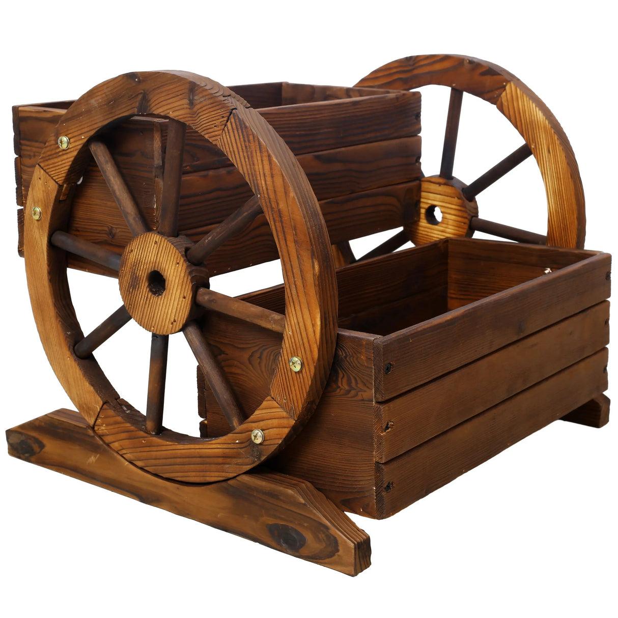 DB Large Wooden Wagon Planter Box Garden Planter with Wheels Decorative Indoor Outdoor Kit for Flowers Herbs Vegetables Julia M LifeStyles
