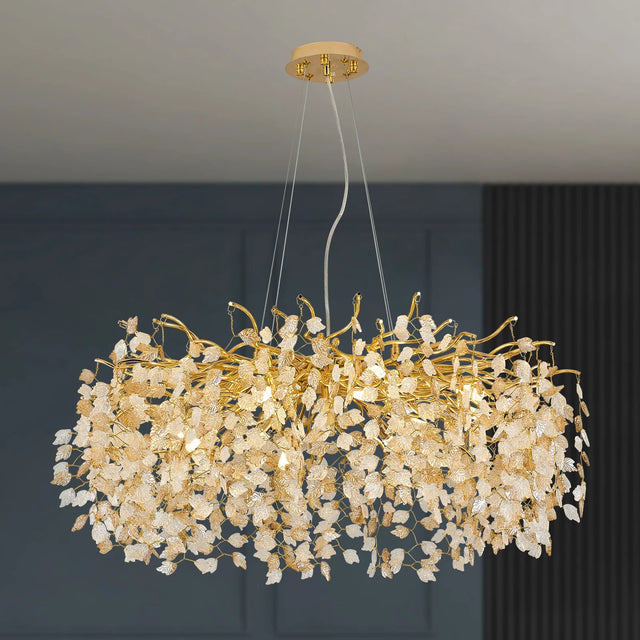 Gold Round Crystal Chandeliers for Dining Room  Modern Crystal Tree Branch Chandelier for Bedroom Living Room Kitchen Island Julia M LifeStyles