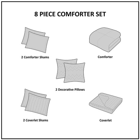 Super King Size 8-Piece Printed Comforter Set in Organic Polyester Microfiber